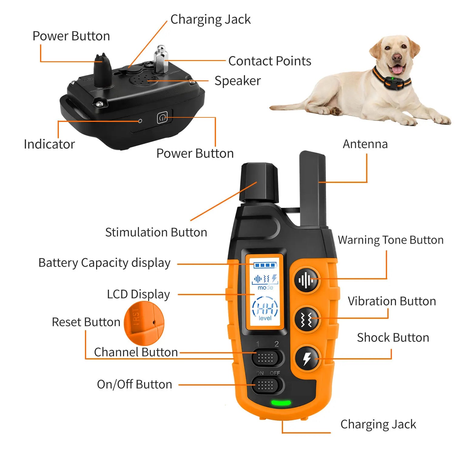 3300 Ft Electric Dog Training Collar Remote Control Waterproof For 5-120lbs